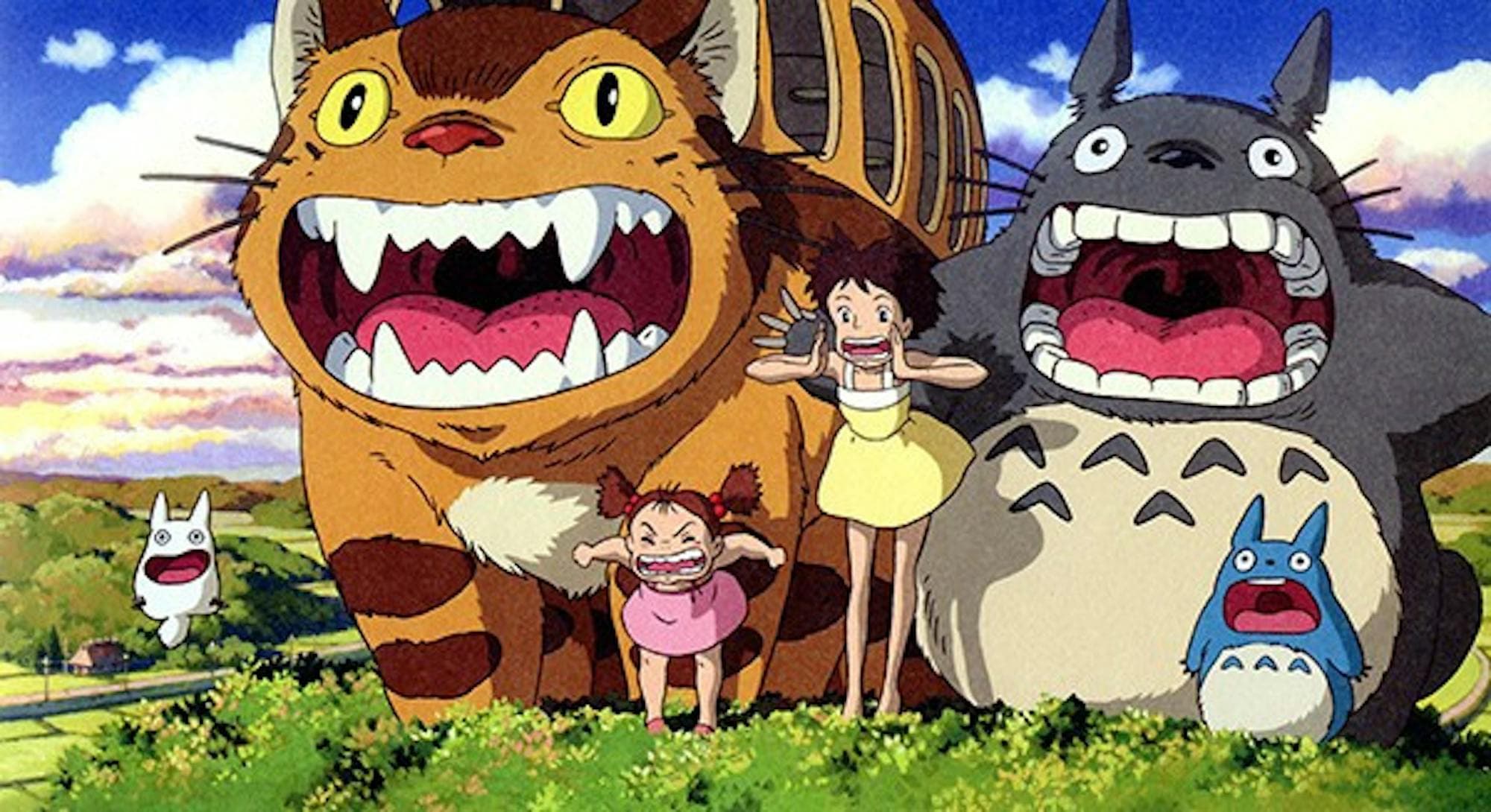 My Neighbor Totoro anime scene with Catbus before AI upscaling
